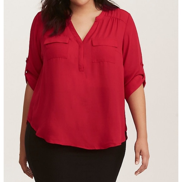 torrid Tops - Torrid Georgette Blouse Red